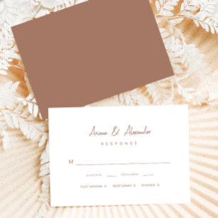 Cartons Réponse Mariage Brown riche en scripts simples