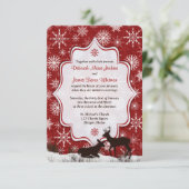Cartons Réponse Mariage | Burlap Rouge Rustique | Flocons de Neige (Debout devant)