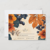 Cartons Réponse Mariage Burning Orange & Navy Berries (Devant)