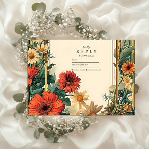 Cartons Réponse Mariage Cadre Art Nouveau Daisy