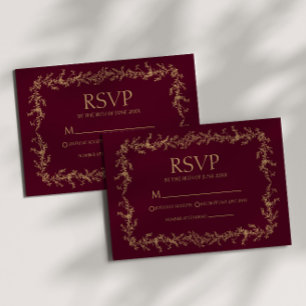 Cartons Réponse Mariage Cadre Floral Dessiné à la Main Champagne B