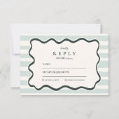Cartons Réponse Mariage Cadre Ondulé Doodle Vert (Devant)