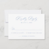 Cartons Réponse Mariage Calligraphié Bleu Classique (Devant)
