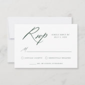 Cartons Réponse Mariage Calligraphié Élégant Vert (Devant)
