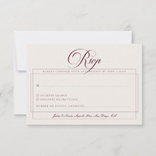 Cartons Réponse Mariage calligraphié ivoire de Bourgogne classique