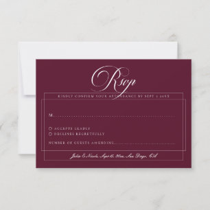 Cartons Réponse Mariage calligraphié ivoire de Bourgogne classique