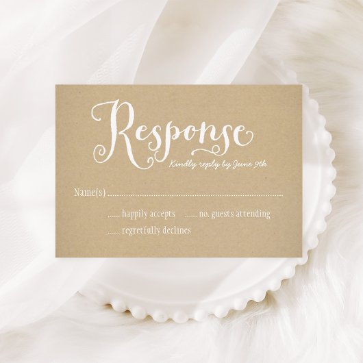 Cartons Réponse Mariage Calligraphié Kraft Rustique