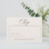 Cartons Réponse Mariage Calligraphie Marron Choco Classique Ivoire (Debout devant)