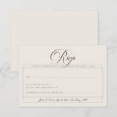 Cartons Réponse Mariage Calligraphie Marron Choco Classique Ivoire (Devant / Derrière)