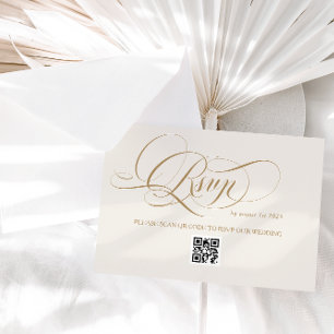 Cartons Réponse Mariage calligraphié minimal élégant en ivoire