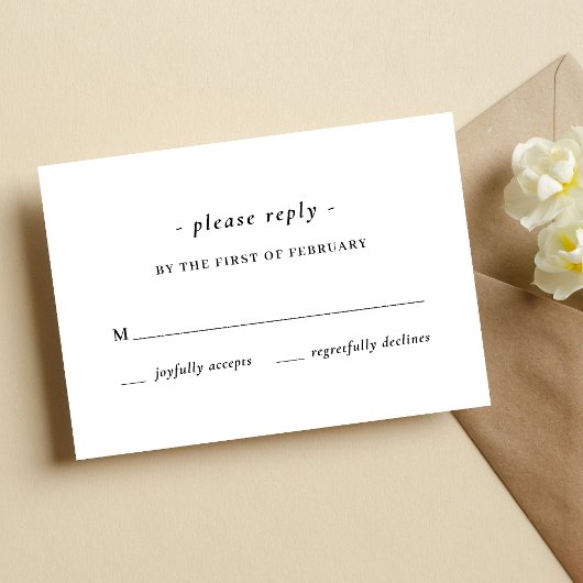Cartons Réponse Mariage Calligraphié Noir & Blanc