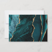 Cartons Réponse Mariage Calligraphié Or et Agate Bleu Turquoise (Dos)