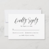 Cartons Réponse Mariage Calligraphie Simple Noir & Blanc (Devant)
