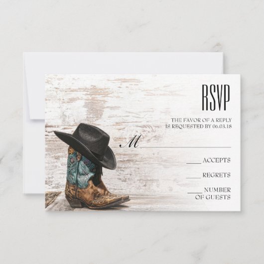 Cartons Réponse Mariage campagnard (carte RSVP) (Devant)