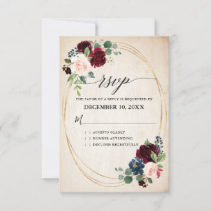 Cartons Réponse Mariage campagnard de Boho Rustique Floral de la m
