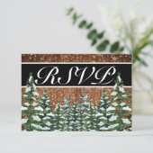 Cartons Réponse Mariage campagnard de bois et de forêt de neige no (Debout devant)