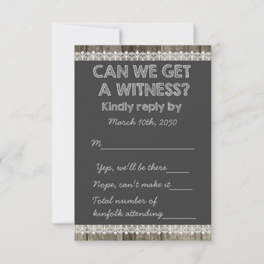 Cartons Réponse Mariage campagnard de tableau de bord rustique en  (Devant)