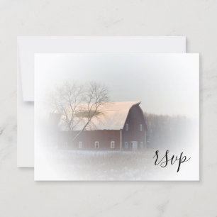 Cartons Réponse Mariage campagnard d'hiver de la grange couverte d