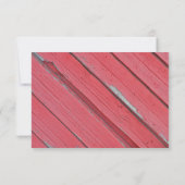 Cartons Réponse Mariage campagnard en bois de grange rouge et fleu (Dos)