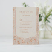 Cartons Réponse Mariage campagnard rustique en dentelle d'or Kraft (Debout devant)