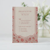 Cartons Réponse Mariage campagnard rustique en dentelle rouge Kraf (Debout devant)