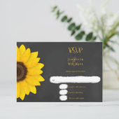 Cartons Réponse mariage campagnard rustique tournesol chalkboard R (Debout devant)