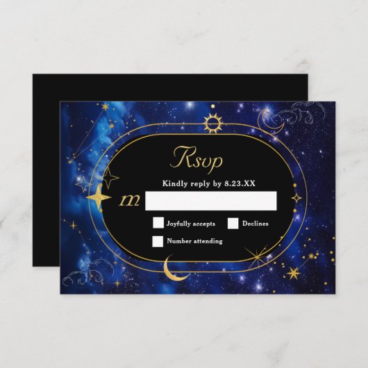 Cartons Réponse Mariage céleste bleu élégant (Devant / Derrière)