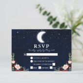 Cartons Réponse Mariage céleste Blue Sky Moon Stars Floral Repas (Debout devant)