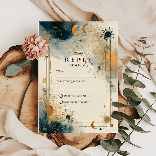 Cartons Réponse Mariage céleste de minuit