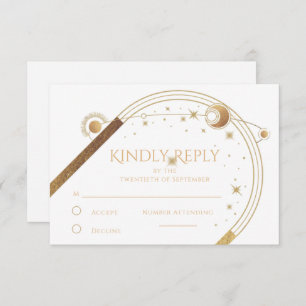 Cartons Réponse Mariage céleste d'or blanc mystique