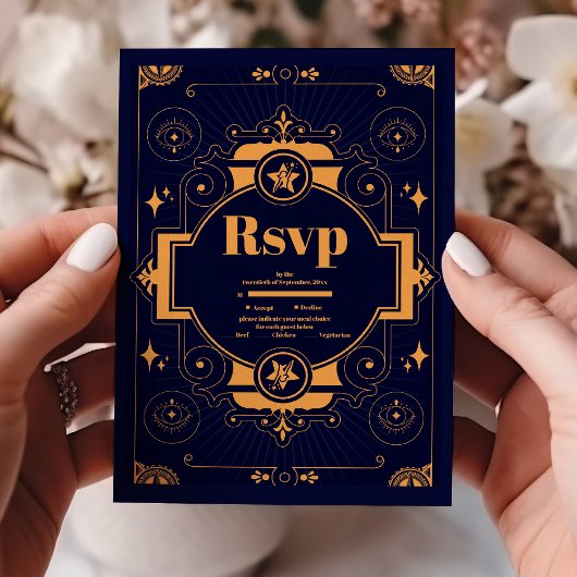 Cartons Réponse Mariage Céleste Élégant