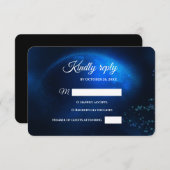 Cartons Réponse Mariage céleste Full Blue Moon & Stars Midnight (Devant / Derrière)