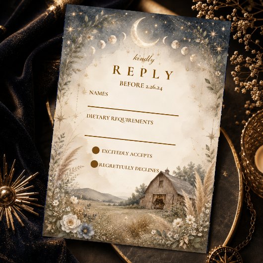 Cartons Réponse Mariage céleste rustique