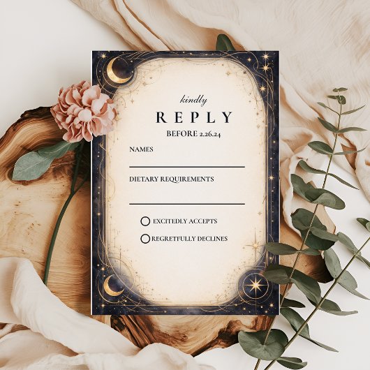 Cartons Réponse Mariage céleste sombre