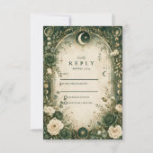 Cartons Réponse Mariage Céleste Vert Botanique (Devant)