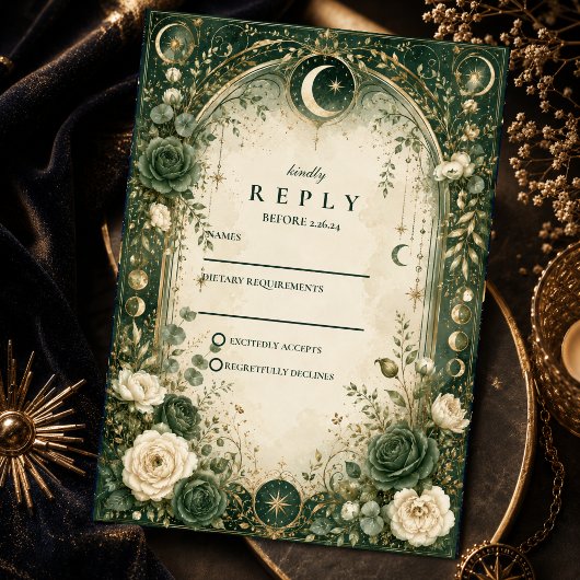 Cartons Réponse Mariage Céleste Vert Botanique