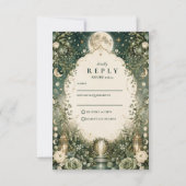 Cartons Réponse Mariage céleste vert élégant (Devant)