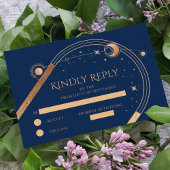 Cartons Réponse Mariage Celestial Blue Gold Sun Moon Stars