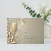 Cartons Réponse Mariage Champagne & Perle (Debout devant)