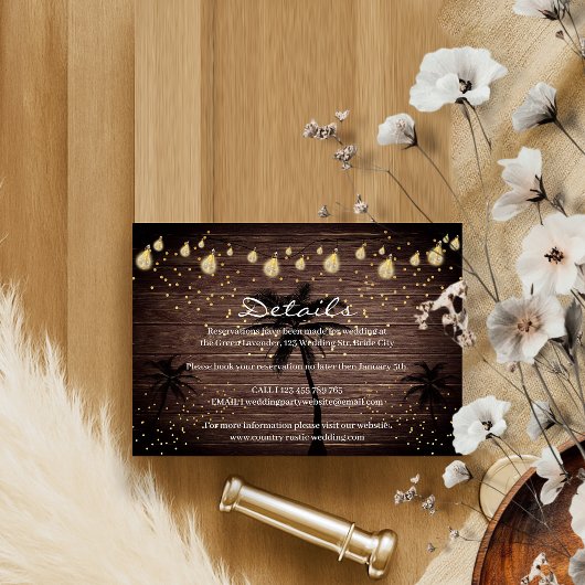 Cartons Réponse Mariage champêtre bohème rustique aux palmiers