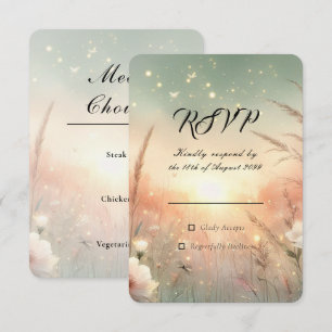 Cartons Réponse Mariage champêtre de fleurs sauvages pastel éthéré