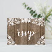 Cartons Réponse Mariage Champêtre en Bois de Grange Blanc avec Cal (Debout devant)