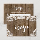 Cartons Réponse Mariage Champêtre en Bois de Grange Blanc avec Cal (Devant / Derrière)