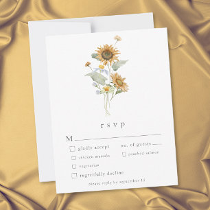 Cartons Réponse Mariage Champêtre Fleur de Tournesol Fleur Sauvage