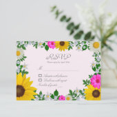 Cartons Réponse Mariage Champêtre Fleur de Tournesol Marguerite Fl (Debout devant)