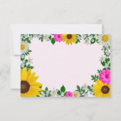 Cartons Réponse Mariage Champêtre Fleur de Tournesol Marguerite Fl (Dos)