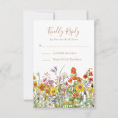 Cartons Réponse Mariage Champêtre Fleurs Sauvages Colorées (Devant)