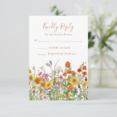 Cartons Réponse Mariage Champêtre Fleurs Sauvages Colorées (Debout devant)