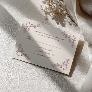 Cartons Réponse Mariage Champêtre Vintage Floral Cadre Vin