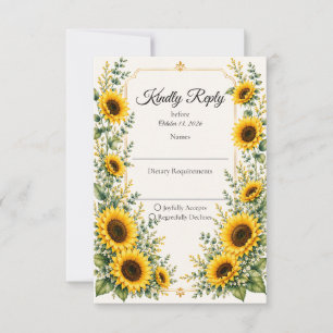 Cartons Réponse Mariage Charme Automnal Tournesol Radieux